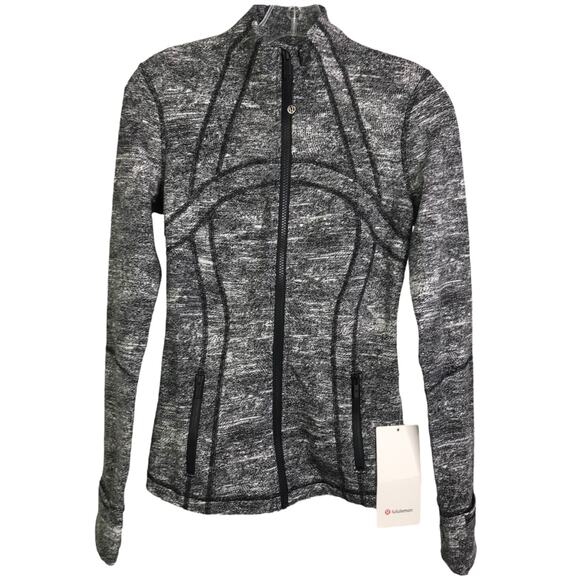 Lululemon Women's Define Jacket Black White Heather Zip-Up Turtle Neck Sz 4 NWT